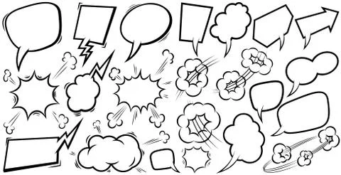 Set of empty comic speech bubbles. Design element for poster, t shirt, emblem Stock Illustration