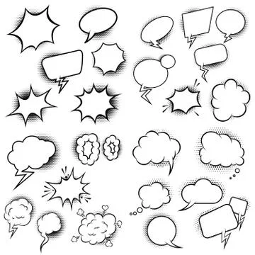 Set of empty comic style speech bubbles. Design element for poster, flyer, ca Illustrazione stock