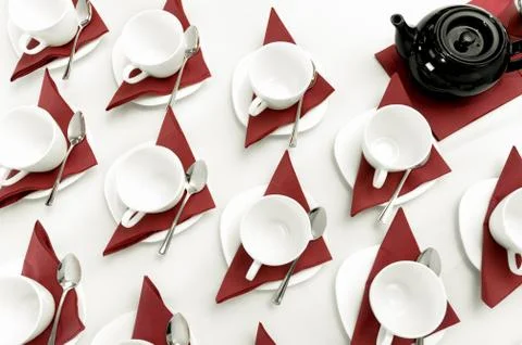 Set of empty cups fo tea Stock Photos