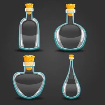 Set with empty different bottle elixir Stock Illustration