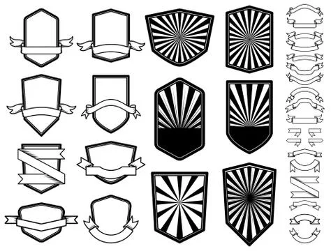 Set of empty emblems. Design element for logo, label, badge, sign. Vector ill Stock Illustration