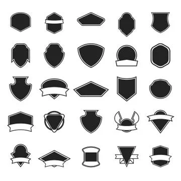 Set of the empty emblems isolated on white background. Design el Stock Illustration