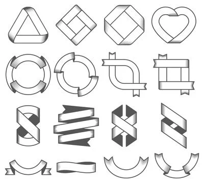 Set of empty emblems, ribbons. Design elements for logo, badge, sign Stock Illustration