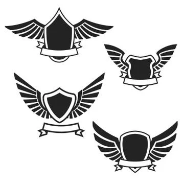 Set of the empty emblems with wings. Design elements for logo, l Illustrazione stock