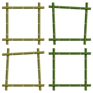 Set empty frames of bamboo stalks, vector illustration. Illustrazione stock