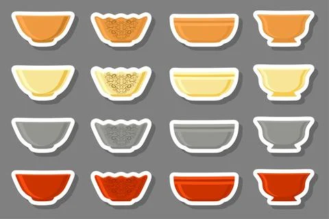 Set of empty glass soup bowls Stock Illustration