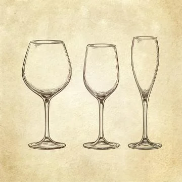 Set of empty glasses. Stock Illustration