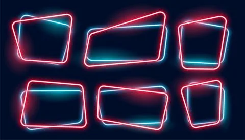 Set of empty glowing neon frames banner Stockillustratie