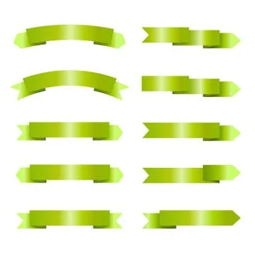 Set of empty grass green ribbons Stock Illustration