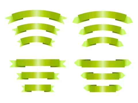 Set of empty grass green ribbons 스톡 일러스트