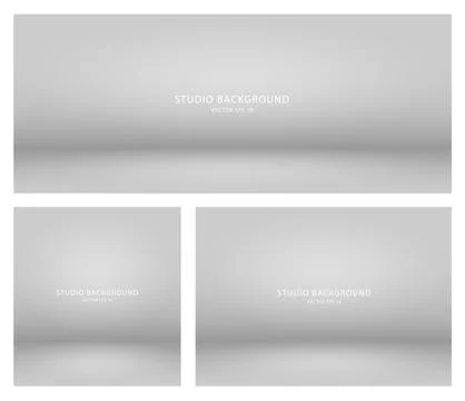 A set of empty gray studio backgrounds. A collection of empty studio rooms for a Stock Illustration