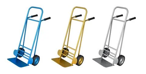 Set of Empty hand truck or dolly for delivery and carrying isolated on whit.. Stock Illustration