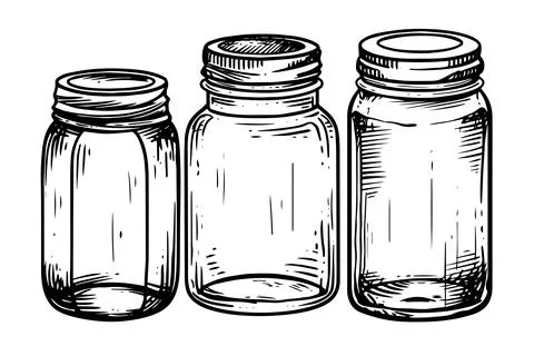 Set of empty jar hand drawn ink sketch. Engraved vector illistration. Stock Illustration