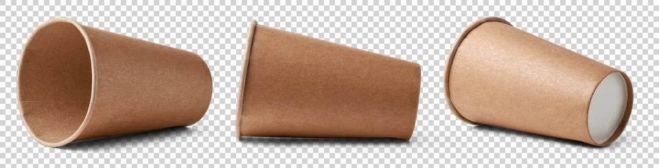 Set of empty paper cups isolated objects Stock Photos