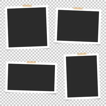 Set of empty photo frames with adhesive tape. Blank for photos. Vector. EPS 1 Stock Illustration