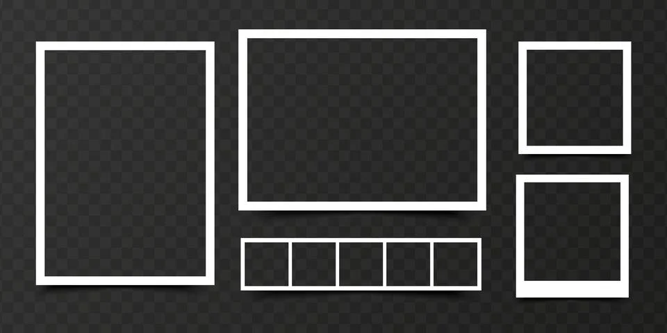 Set of empty photo frames in different shapes Stock Illustration