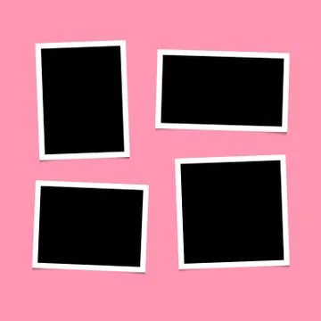 Set of empty photo frames on pink background. Vector. EPS 10 Stock Illustration
