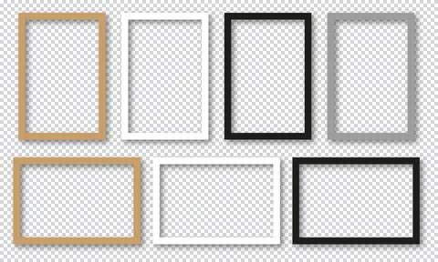 Set of empty picture frames. Blank picture frames mockup template for square and Stock Illustration