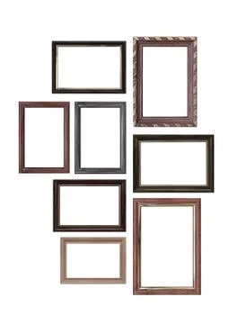 Set of empty picture frames with free space inside, isolated on white 스톡 사진