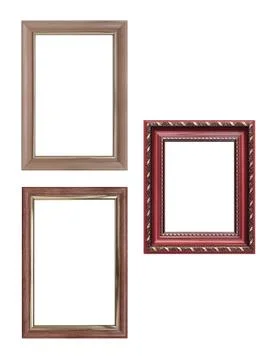 Set of empty picture frames with free space inside, isolated on white 스톡 사진