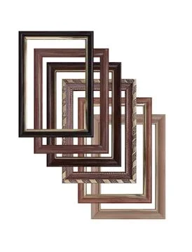 Set of empty picture frames with free space inside, isolated on white 스톡 사진