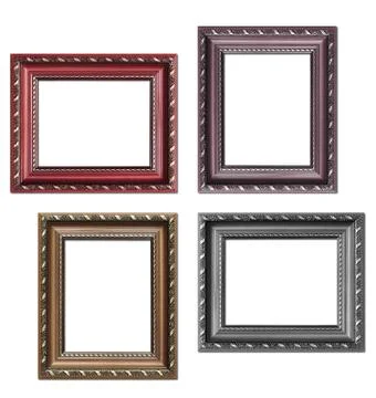 Set of empty picture frames with free space inside, isolated on white 스톡 사진