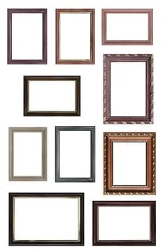 Set of empty picture frames with free space inside, isolated on white Stock Photos