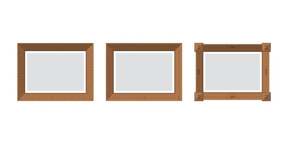 Set of empty picture frames. Isolated. Flat style. Stockillustratie
