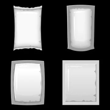 Set empty plastic packaging and vacuum containers mockups to storage for food Stock Illustration