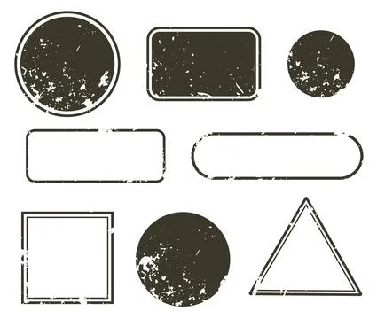 Set of empty postage stamp frames filled with grunge texture, isolated on white Stock Illustration