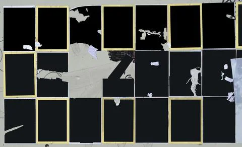 Set of empty posters,placards,picture frames on concrete wall,grungy style Stock Photos