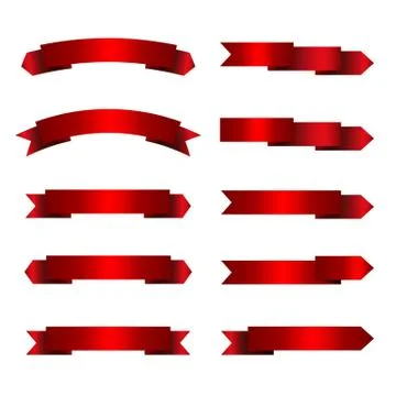Set of empty red ribbons with place for text 스톡 일러스트