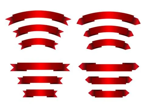 Set of empty red ribbons with place for text イラスト素材