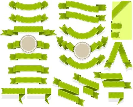 Set of empty ribbons and banners of different shape Stock Illustration