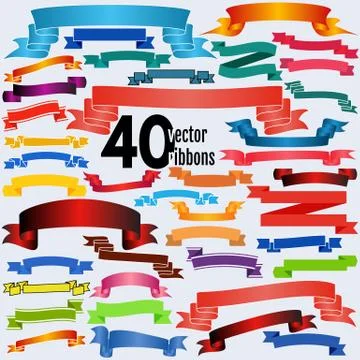 Set of Empty Ribbons And Banners Stock Illustration