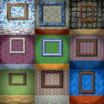 Set of empty room generated textures Stock Illustration