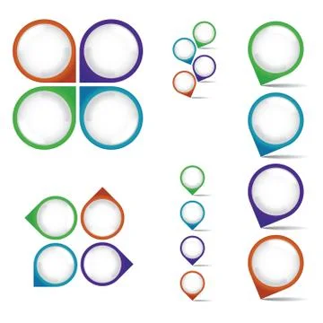 Set of empty rounded multicolor pointers - isolated illustration Stock Illustration