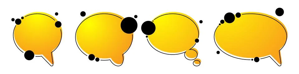 Set of empty sign speech bubble in memphis style. Modern yellow sign vector  Illustrazione stock
