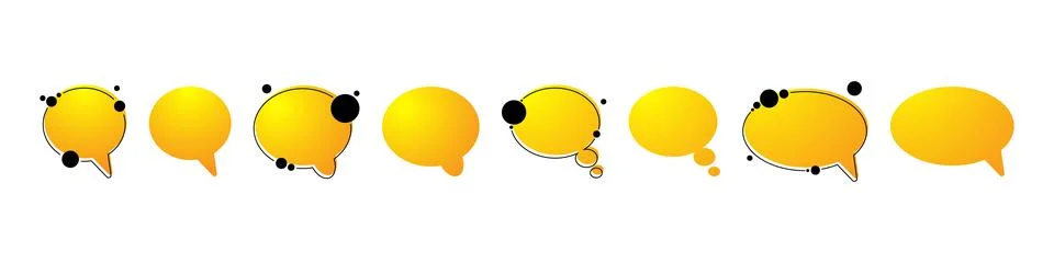 Set of empty sign speech bubble in memphis style. Modern yellow sign vector  Stock Illustration