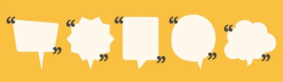 Set of empty speech bubble quote icons. Flat vector Stock Illustration