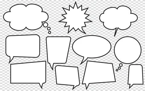 Set of empty speech bubbles, Thin line, Vector illustration Stock Illustration