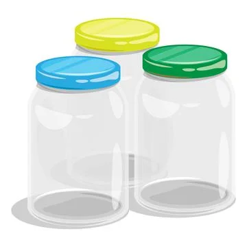 Set of empty tall glasses jar for food canning. Summer harvest and preparat.. Stock Illustration