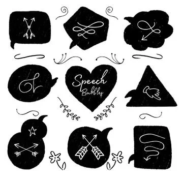 Set of empty templates spech bubble for quotes with grain texture. Stock Illustration