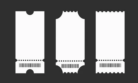 Set of empty ticket templates isolated on black background. Blank tickets mockup Stock Illustration