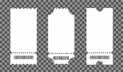 Set of empty ticket templates isolated on transparent background. Blank tickets Stock Illustration