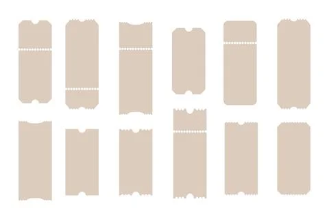 Set of Empty Tickets. Template Tickets. Concert movie theater and boarding blank Stock Illustration