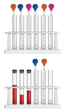 Set of empty tubes with measuring laboratory pipettes and test tubes Stock Illustration
