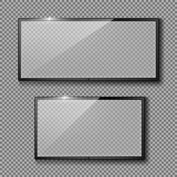 Set with empty TV frames, flat lcd screens Illustrazione stock