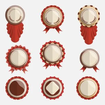 Set of empty vector badges with ribbons. Stock Illustration