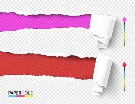 Set of empty vector rip edge banner concepts with tear paper curled pieces Stock Illustration